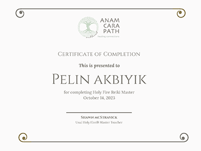 Pelin Reiki Masters Certification